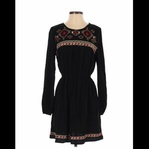 West 36th long sleeved fit and flare embroidered dress, size small